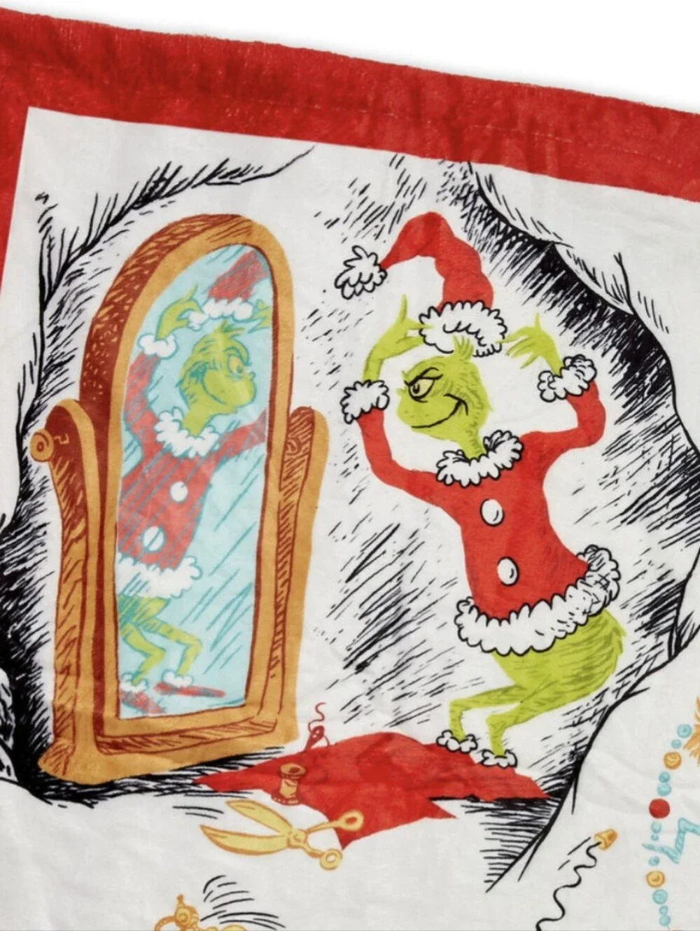 Dr. Seuss's How The Grinch Stole Christmas Storybook Scenes Throw Blanket NEW 🎄